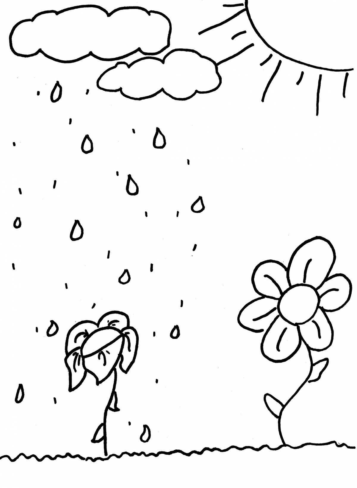 Раскраска сияющий дождь для детей