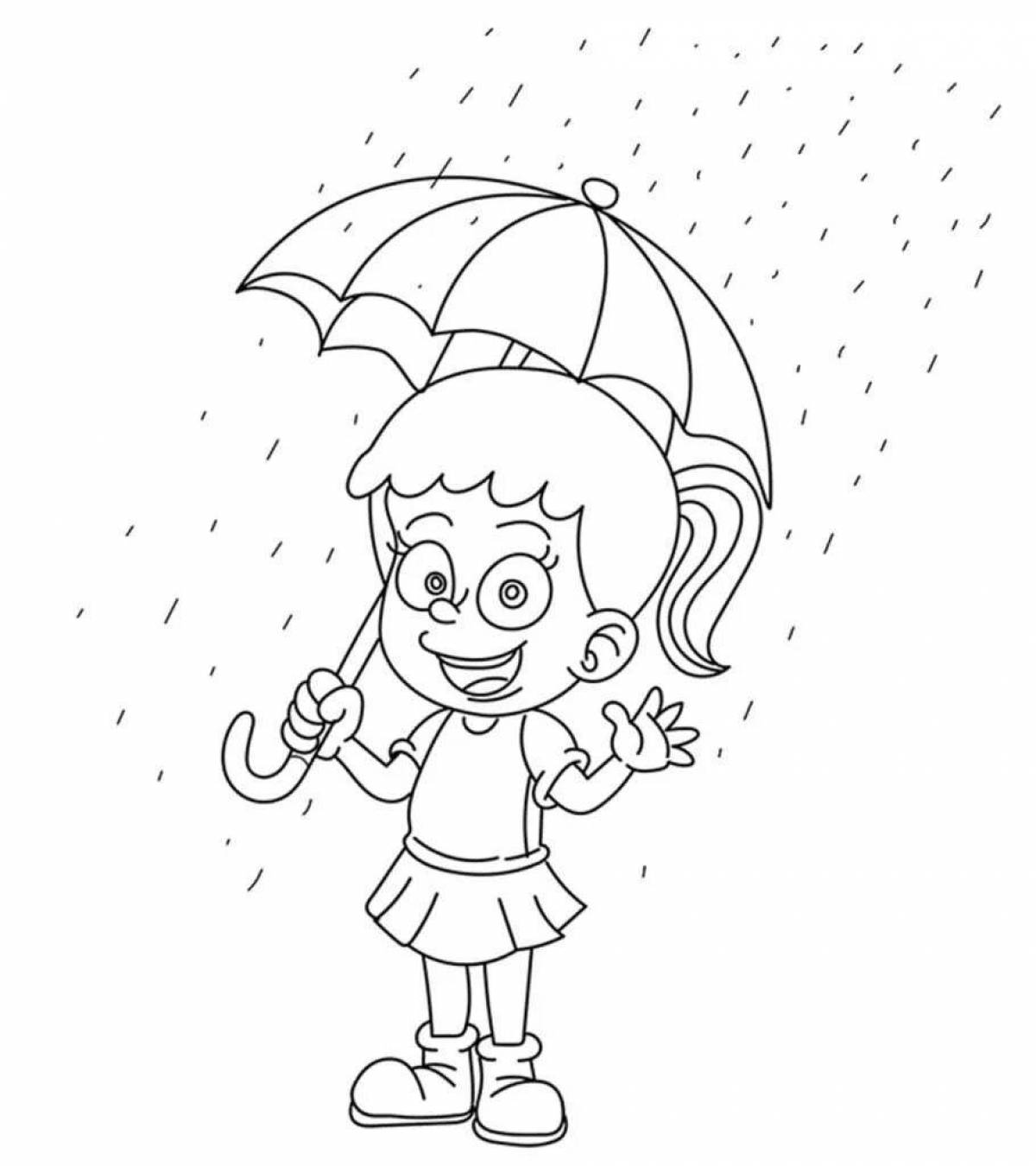 Shiny rain coloring for kids