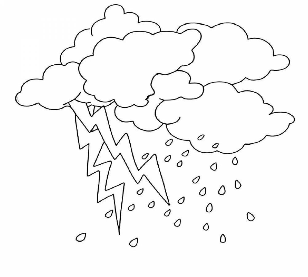 Fun coloring book for kids with rain