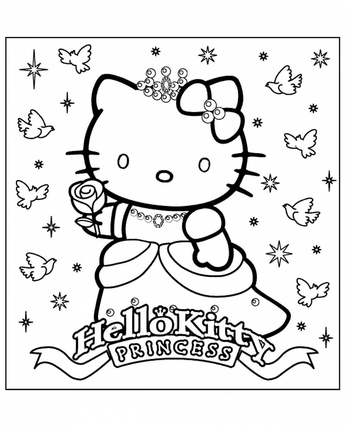 Colorful hello kitty money coloring page