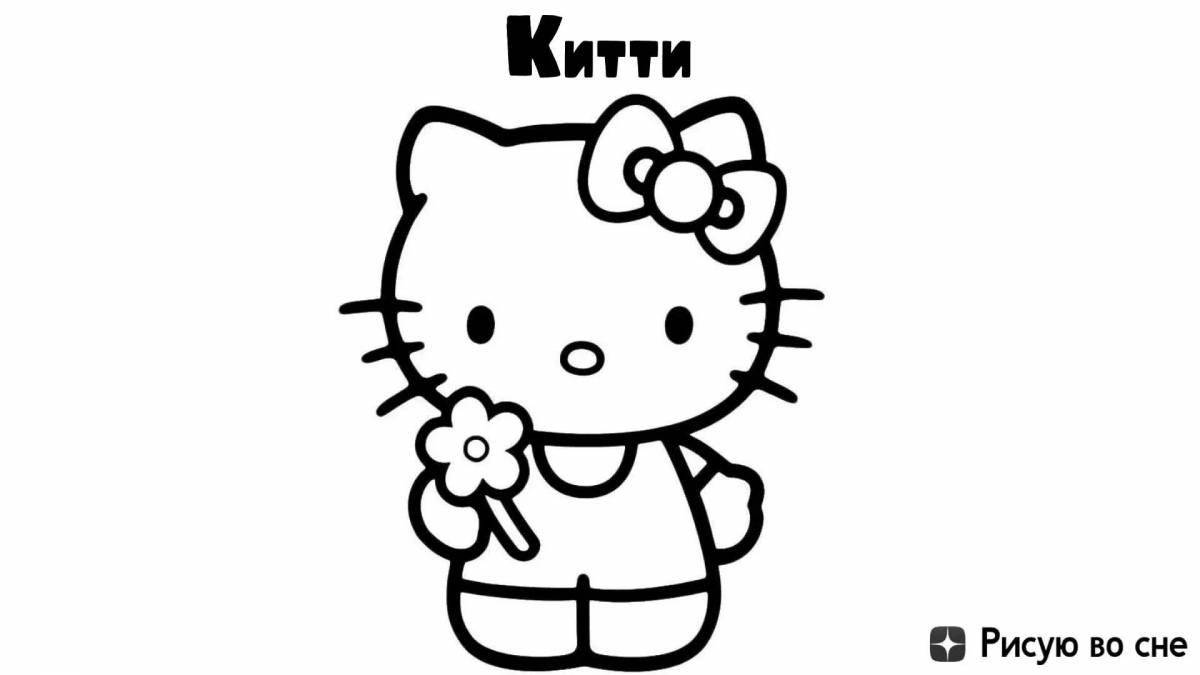 Happy hello kitty money coloring page