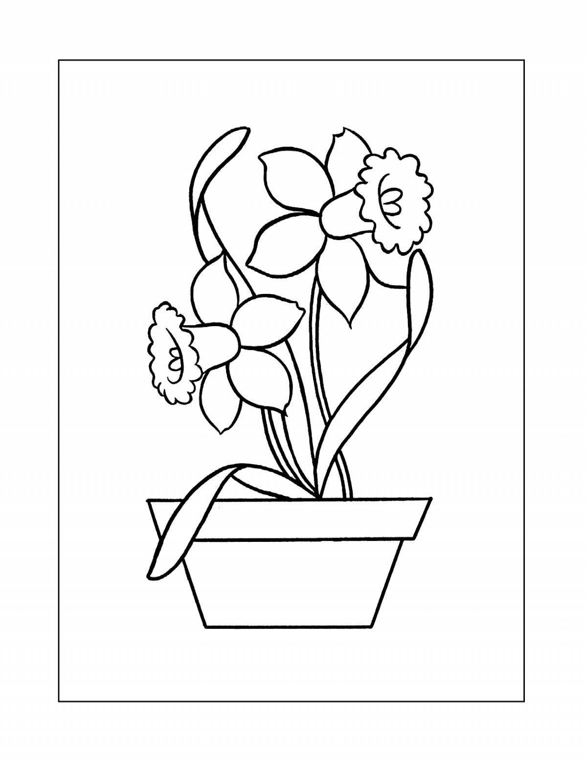 Coloring page glowing purple houseplants