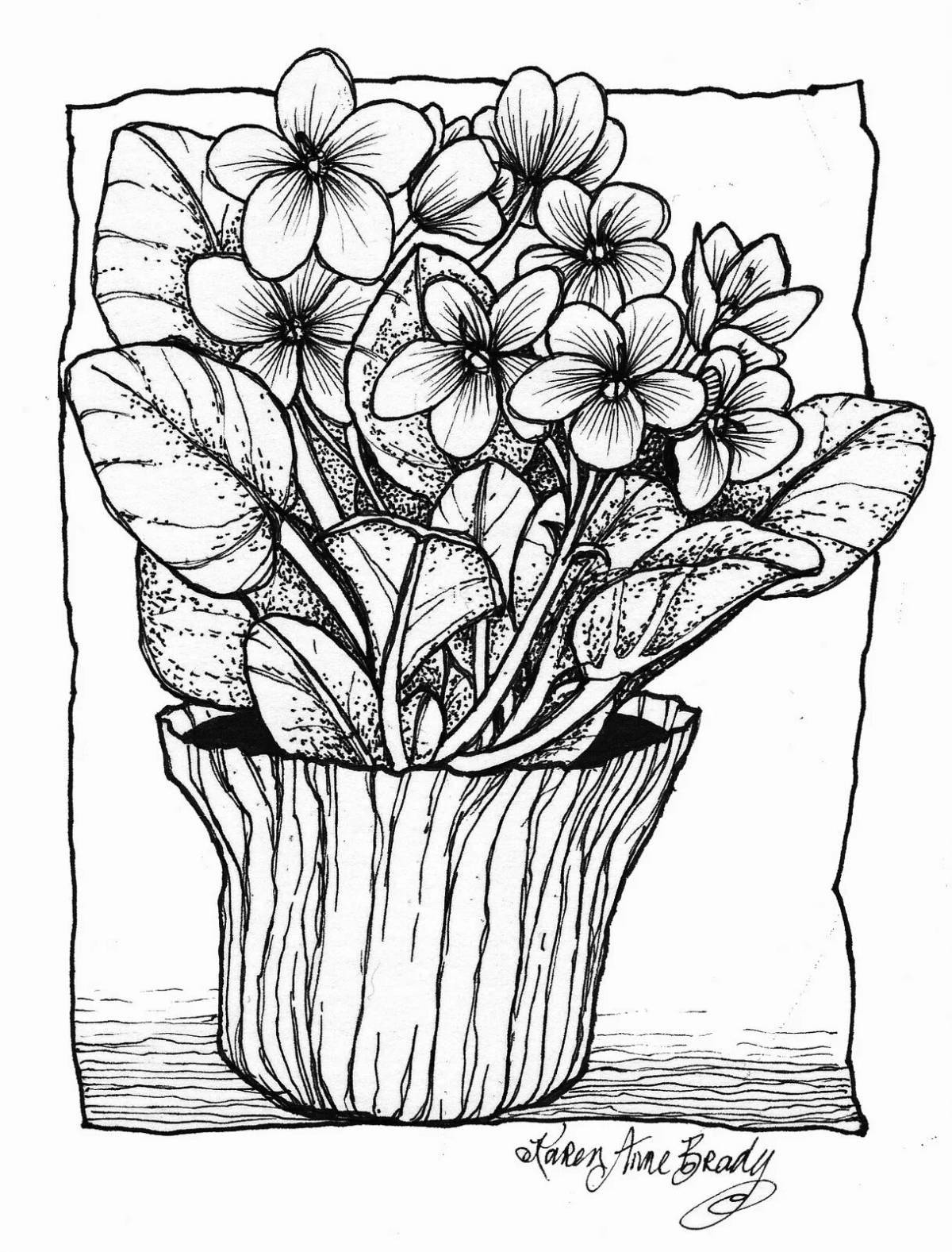 Coloring page refreshing purple houseplants