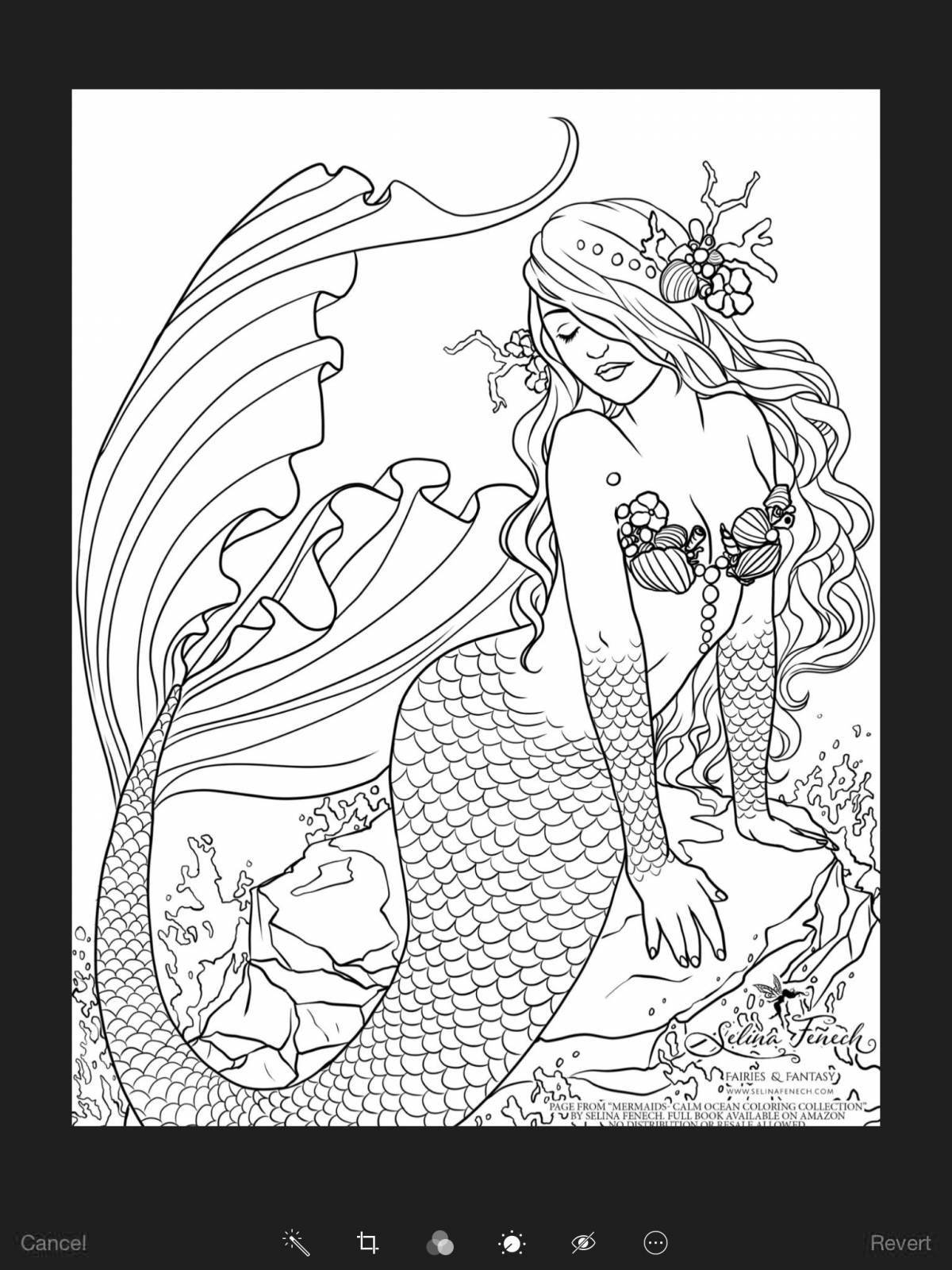 Bright mermaid coloring by numbers