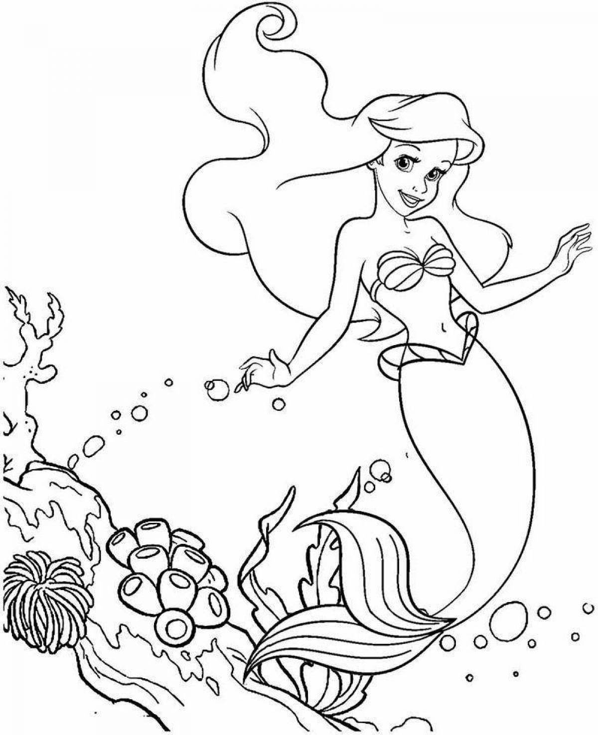 Playful mermaid coloring by numbers