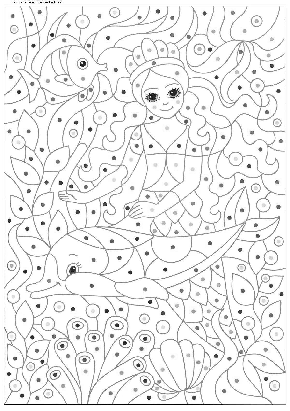 Magic mermaid coloring by numbers
