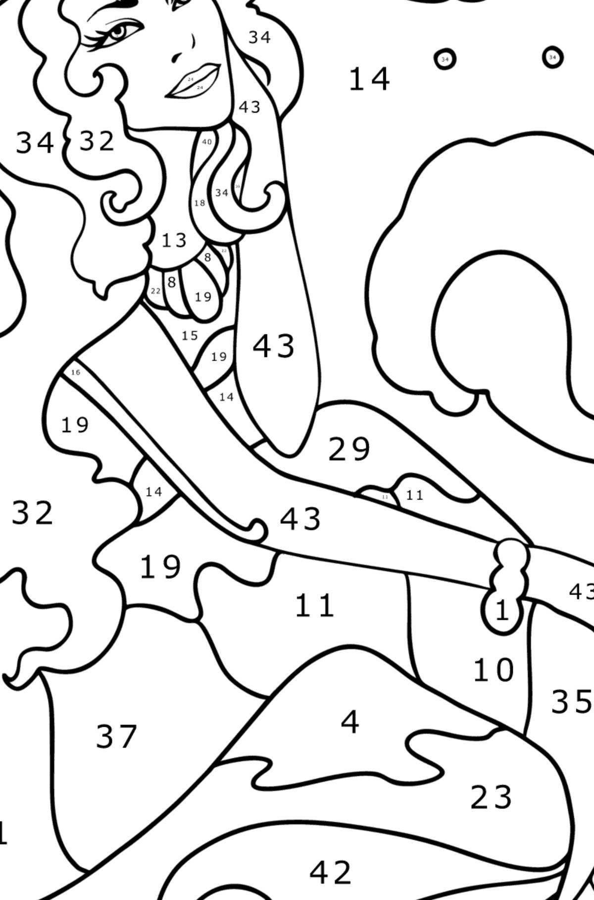 Exotic mermaid coloring by numbers