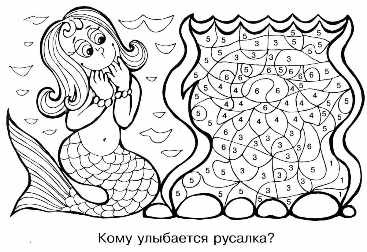 Hypnotic mermaid coloring by numbers