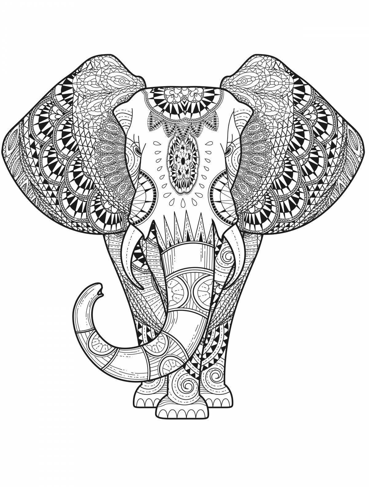 Radiant coloring page elephant by numbers
