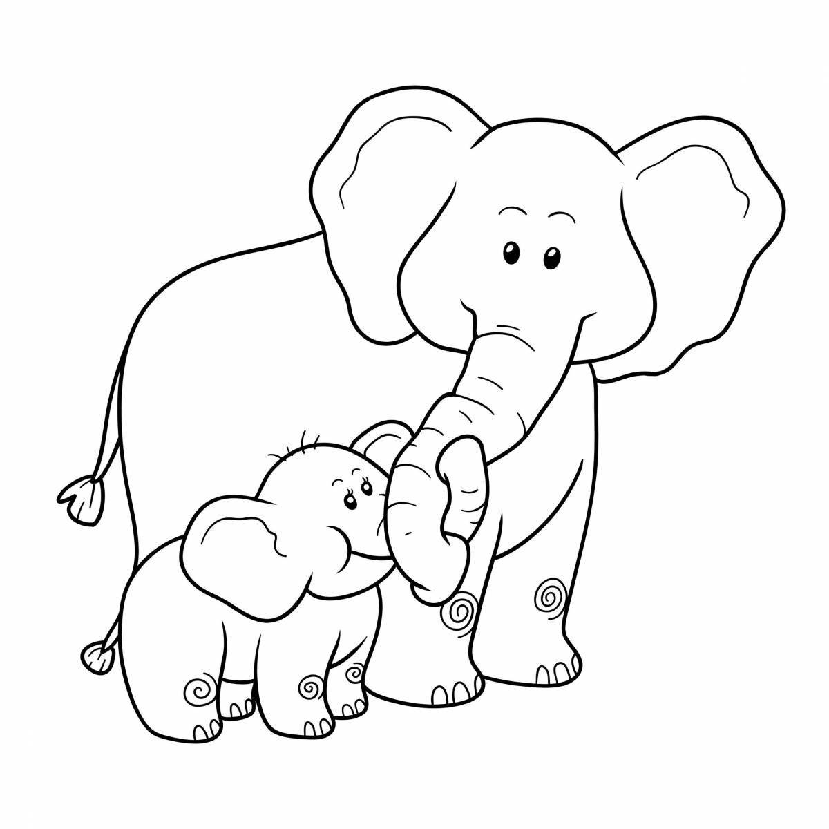 Charming elephant coloring by numbers
