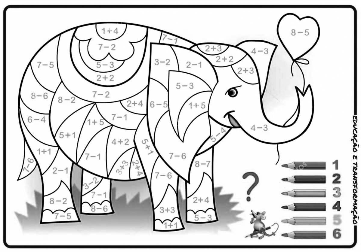 Fairytale elephant coloring by numbers