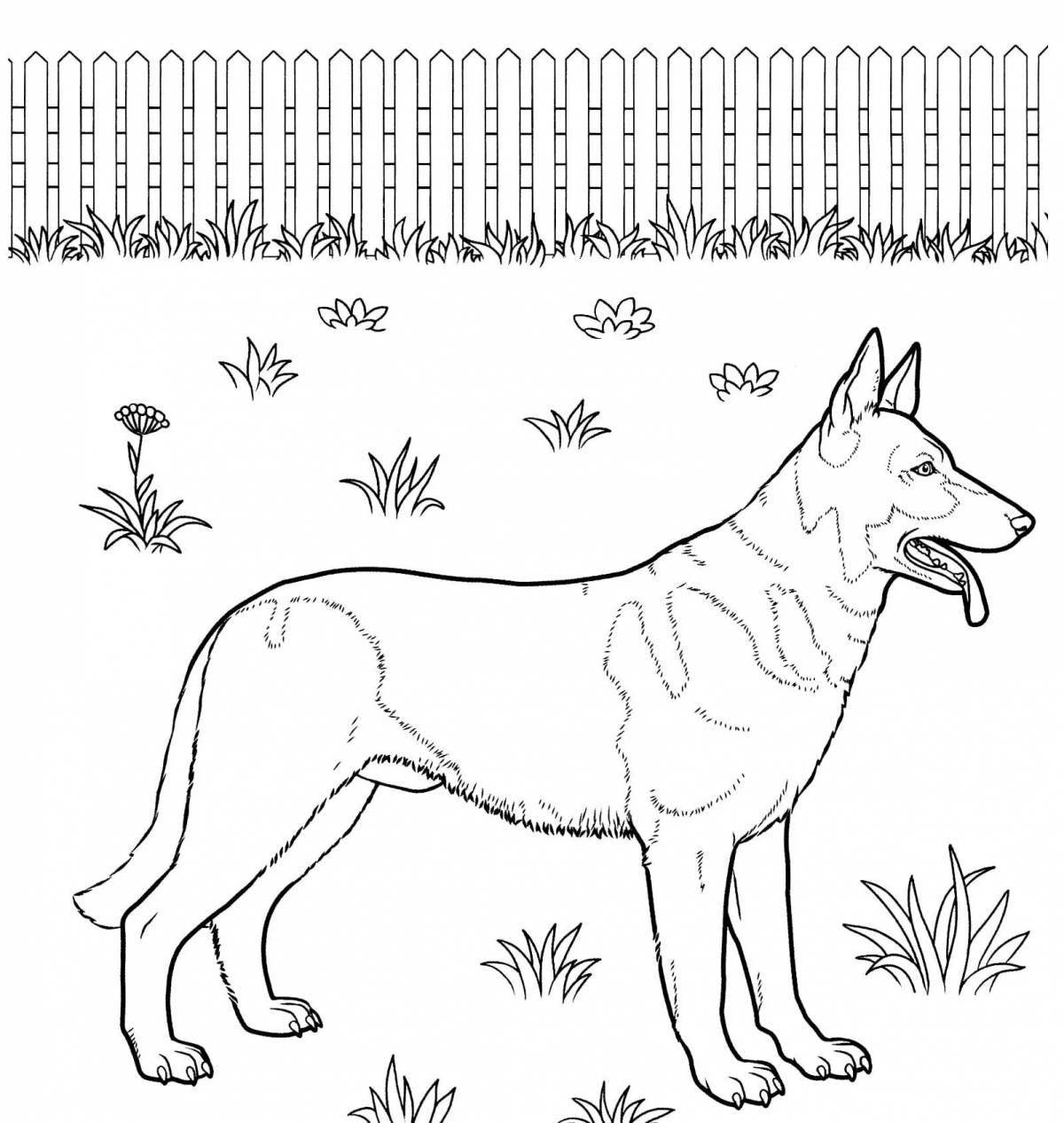 Adorable German Shepherd puppy coloring page