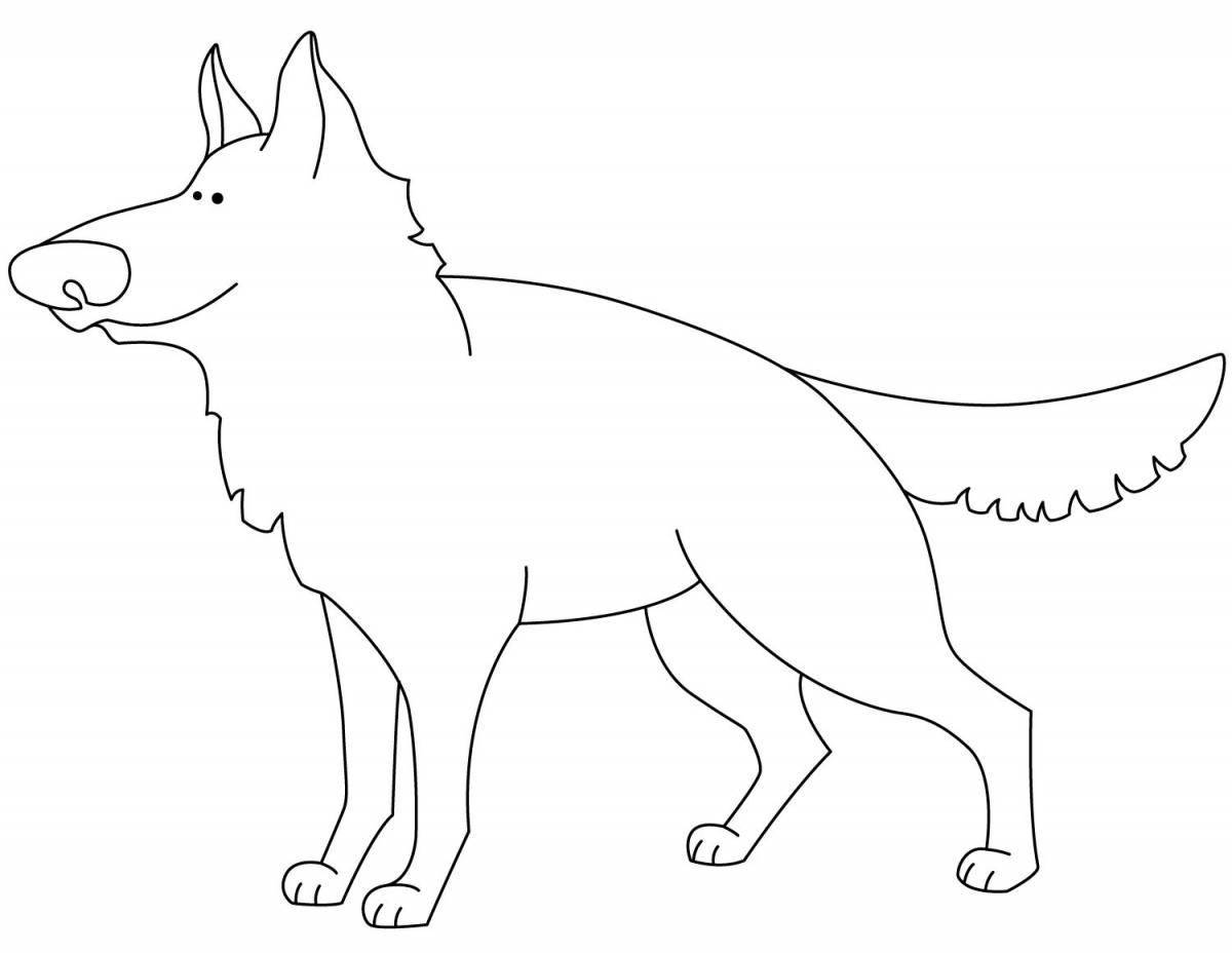 Coloring page fluffy German Shepherd puppy