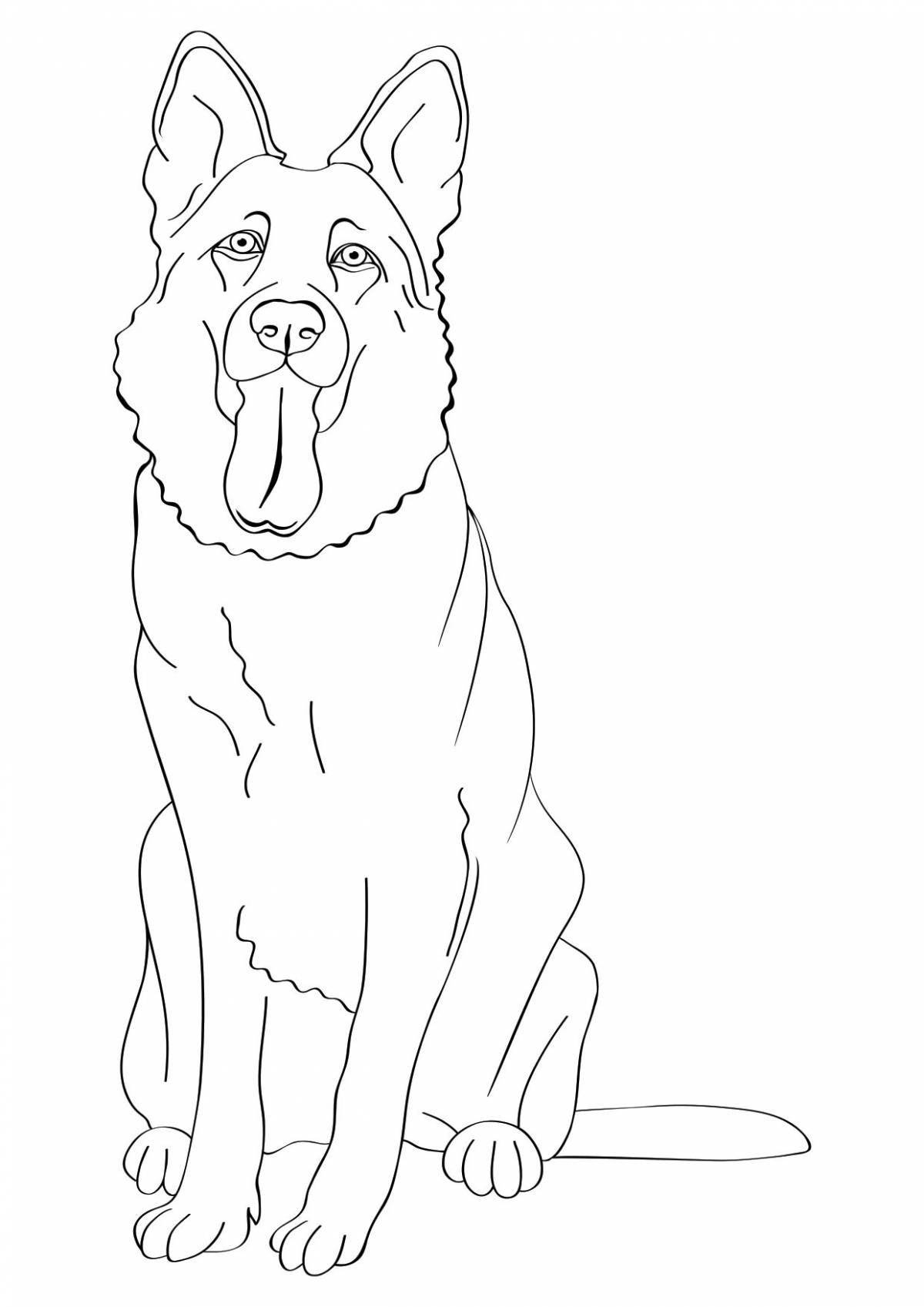 Coloring page friendly german shepherd puppy