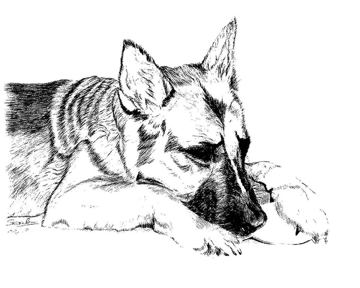 Courageous German Shepherd puppy coloring page