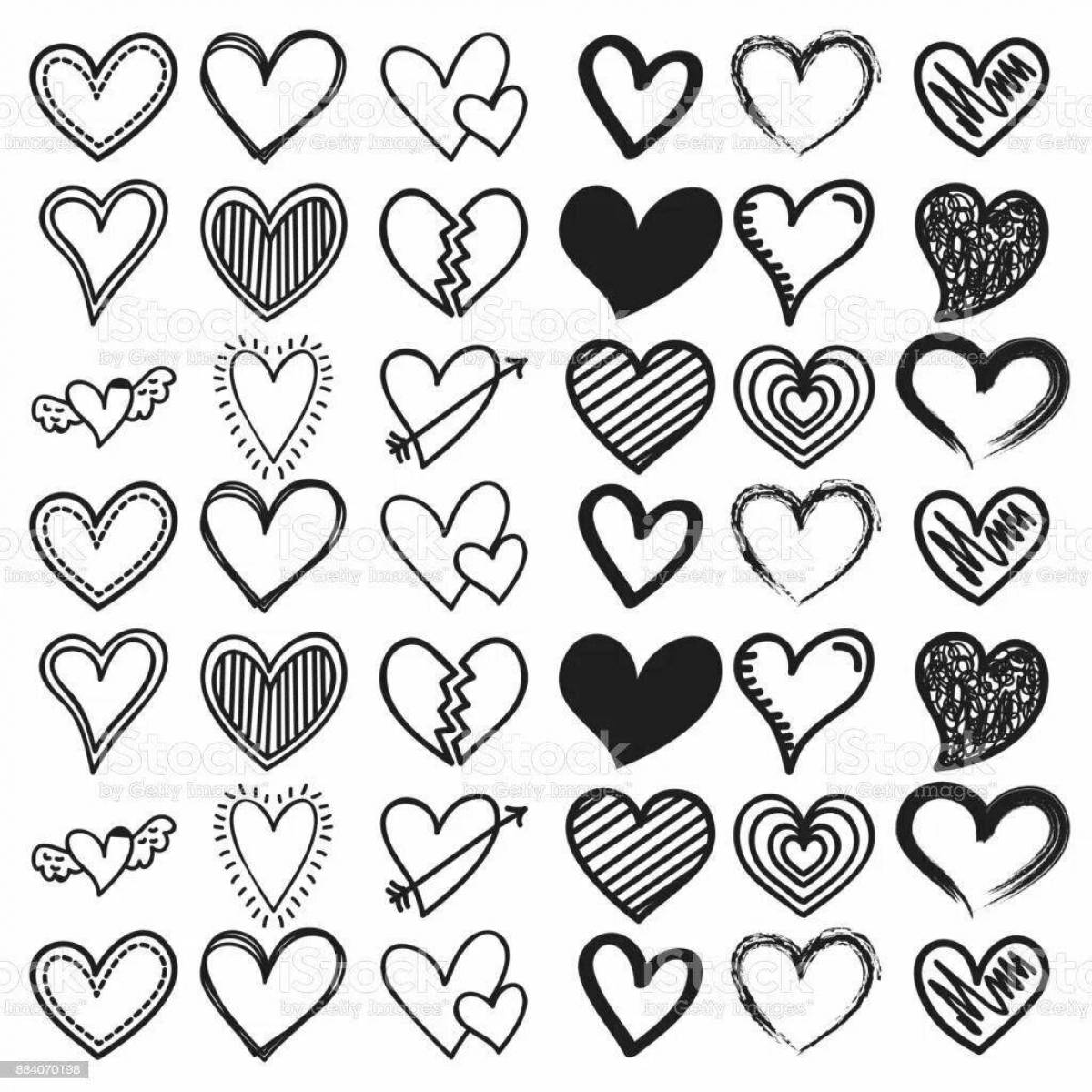 Cute hearts coloring page