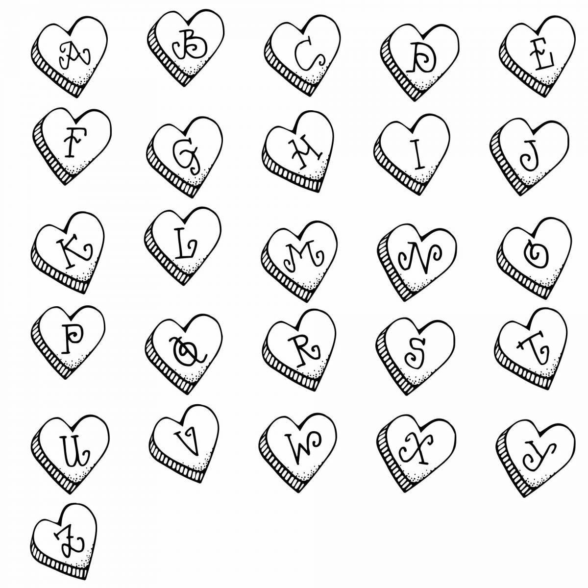 Glowing little hearts coloring page