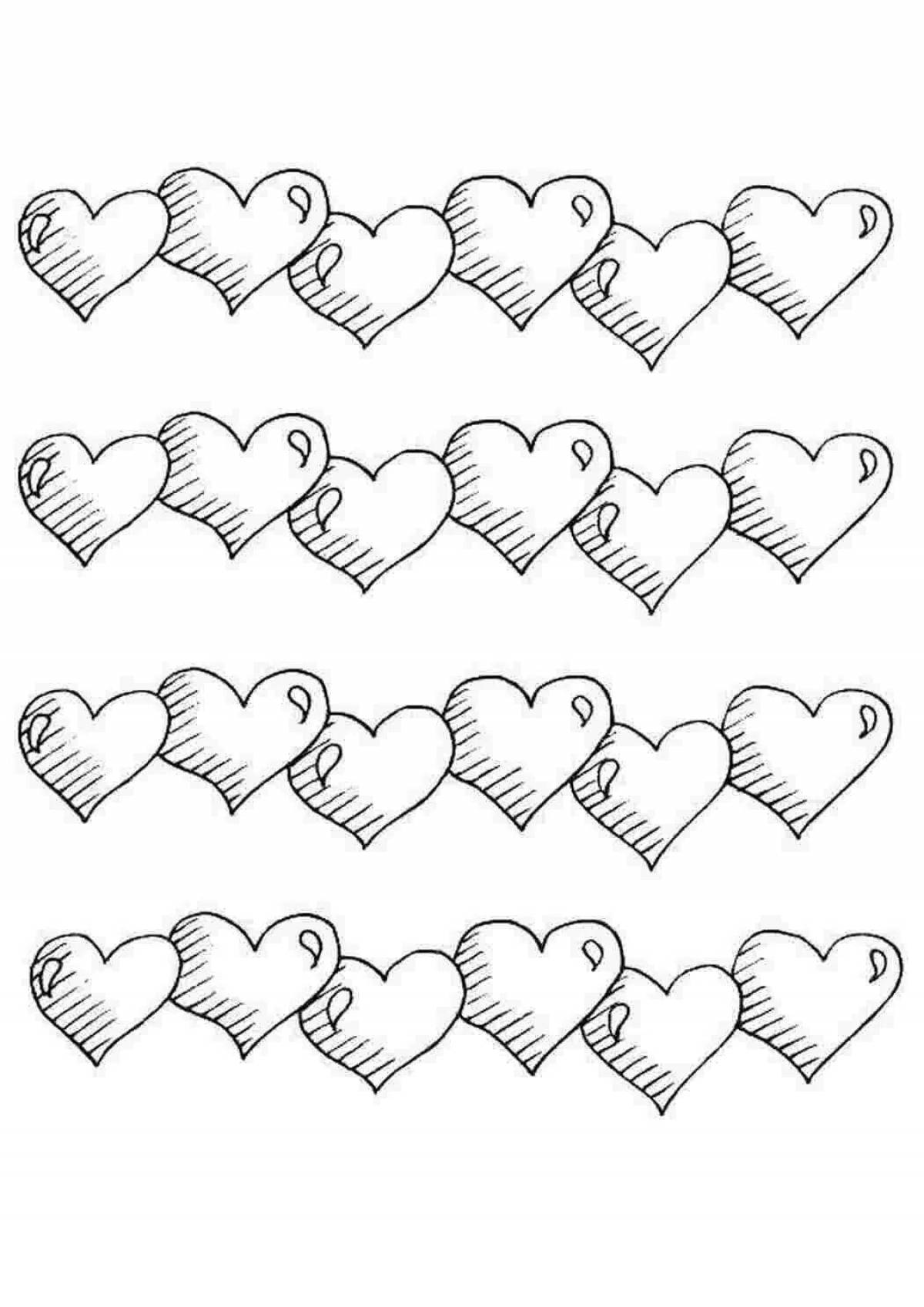 Coloring page glamorous little hearts