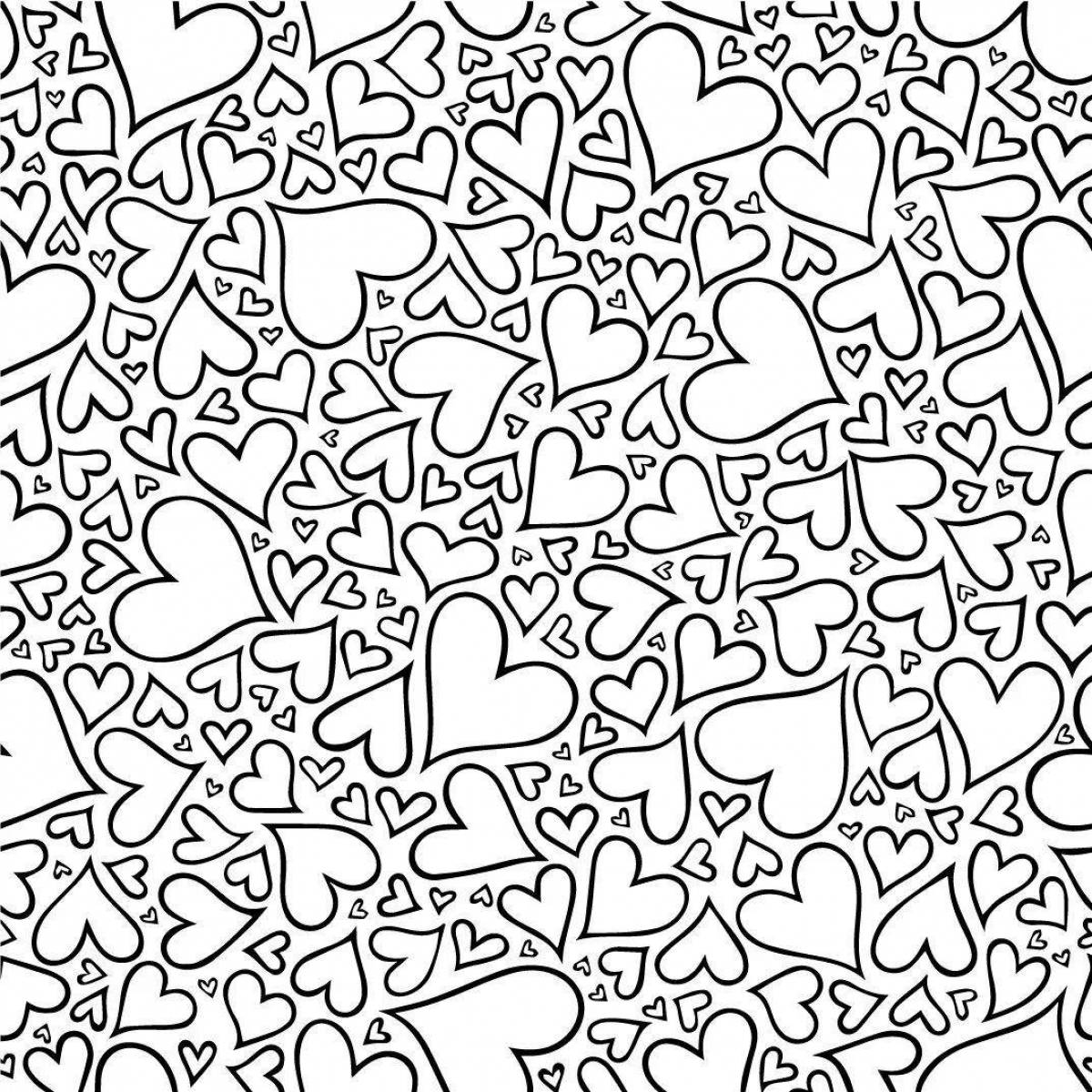 Coloring page adorable little hearts