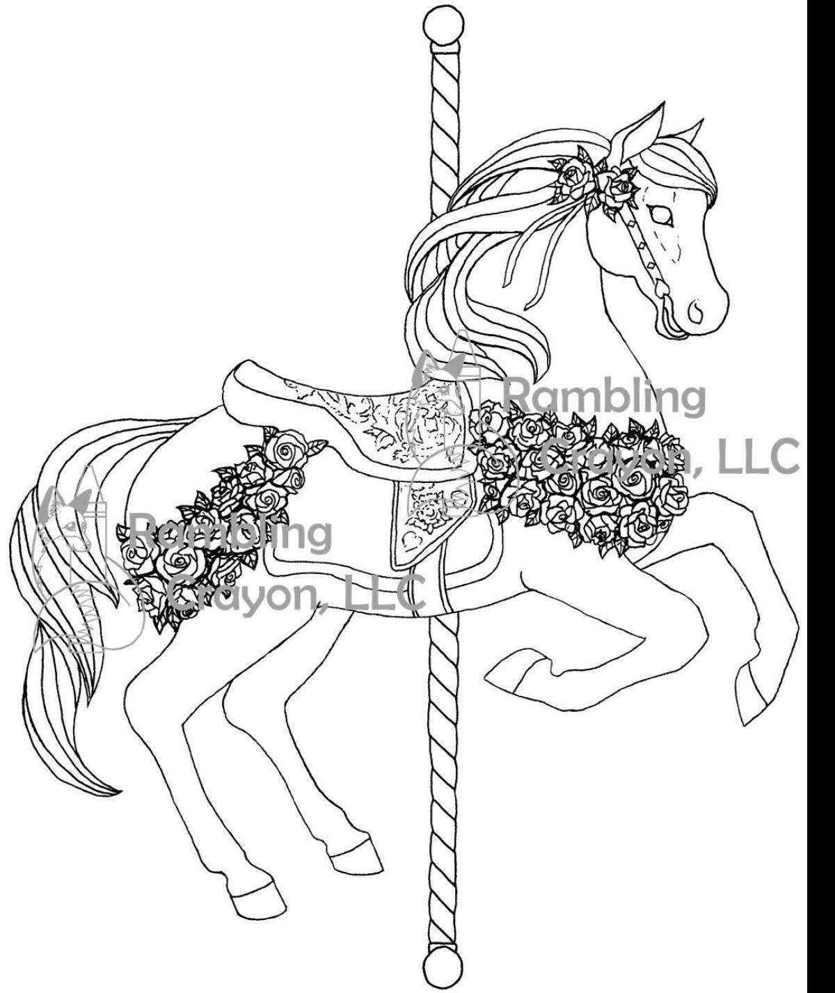 Coloring book magnanimous horse Gorodets painting