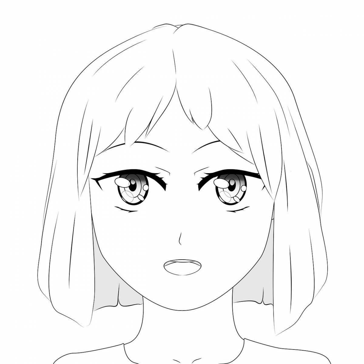 Сенсационная раскраска аниме лицо девушки