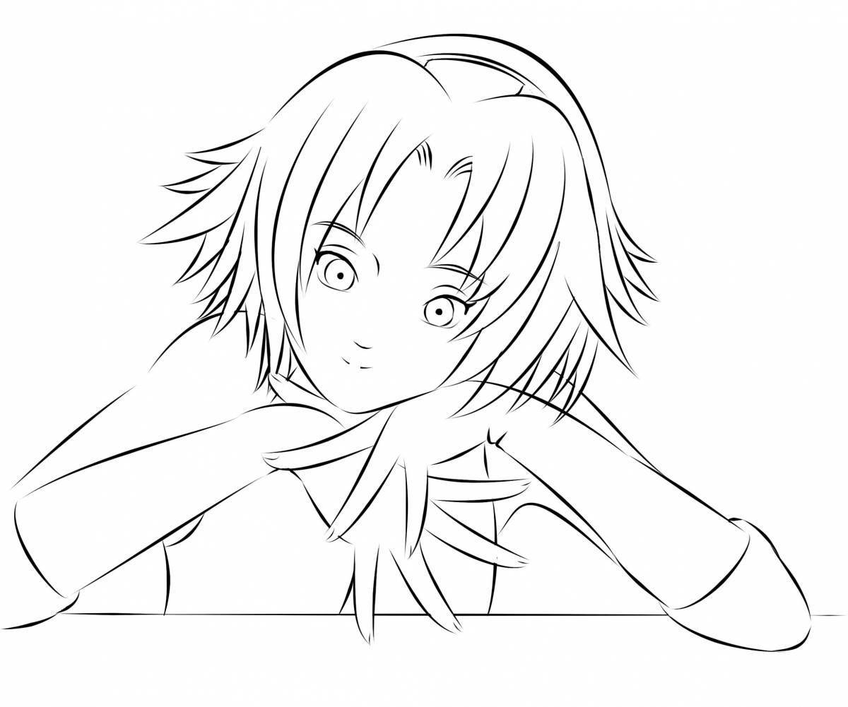 Superb coloring page girl anime face