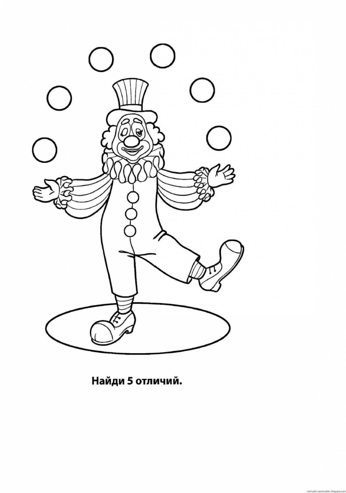 Funny clown coloring for preschoolers