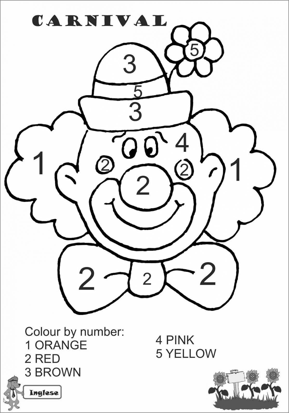 Веселая раскраска клоуна для дошкольников