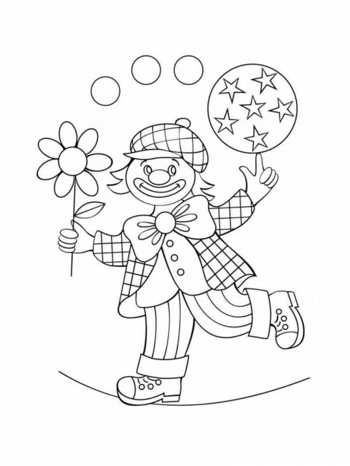 Coloring book funny clown for preschoolers