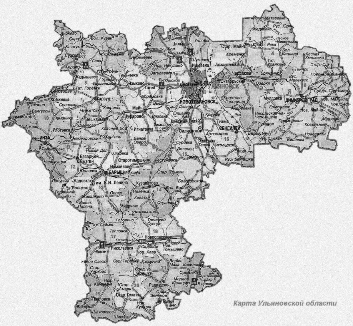 Bright map of ulyanovsk region