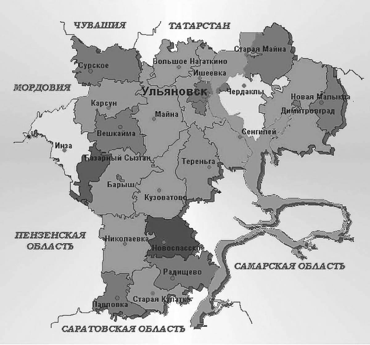 Inviting map of the Ulyanovsk region