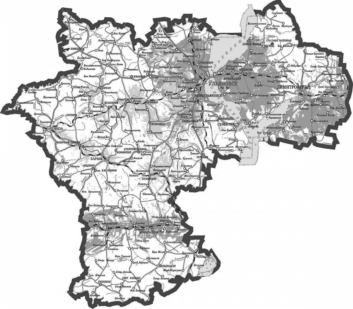 Attractive map of ulyanovsk region