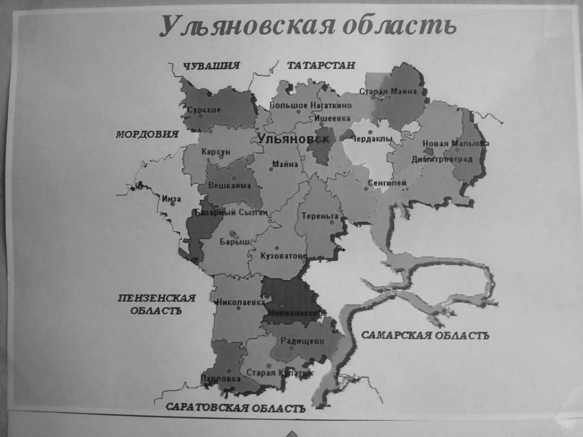 Delicate map of the Ulyanovsk region