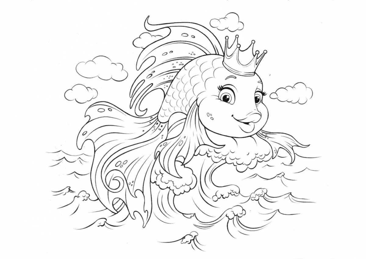 Adorable goldfish coloring page
