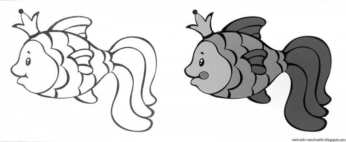 Раскраска большая золотая рыбка