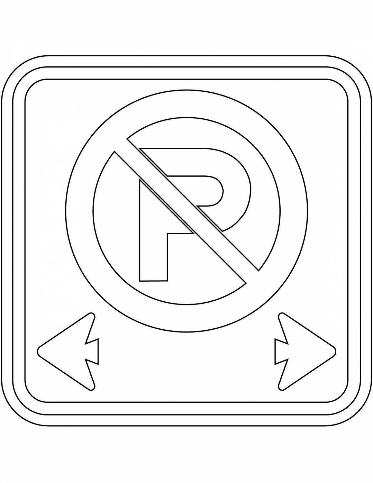 Coloring page magnetic parking sign