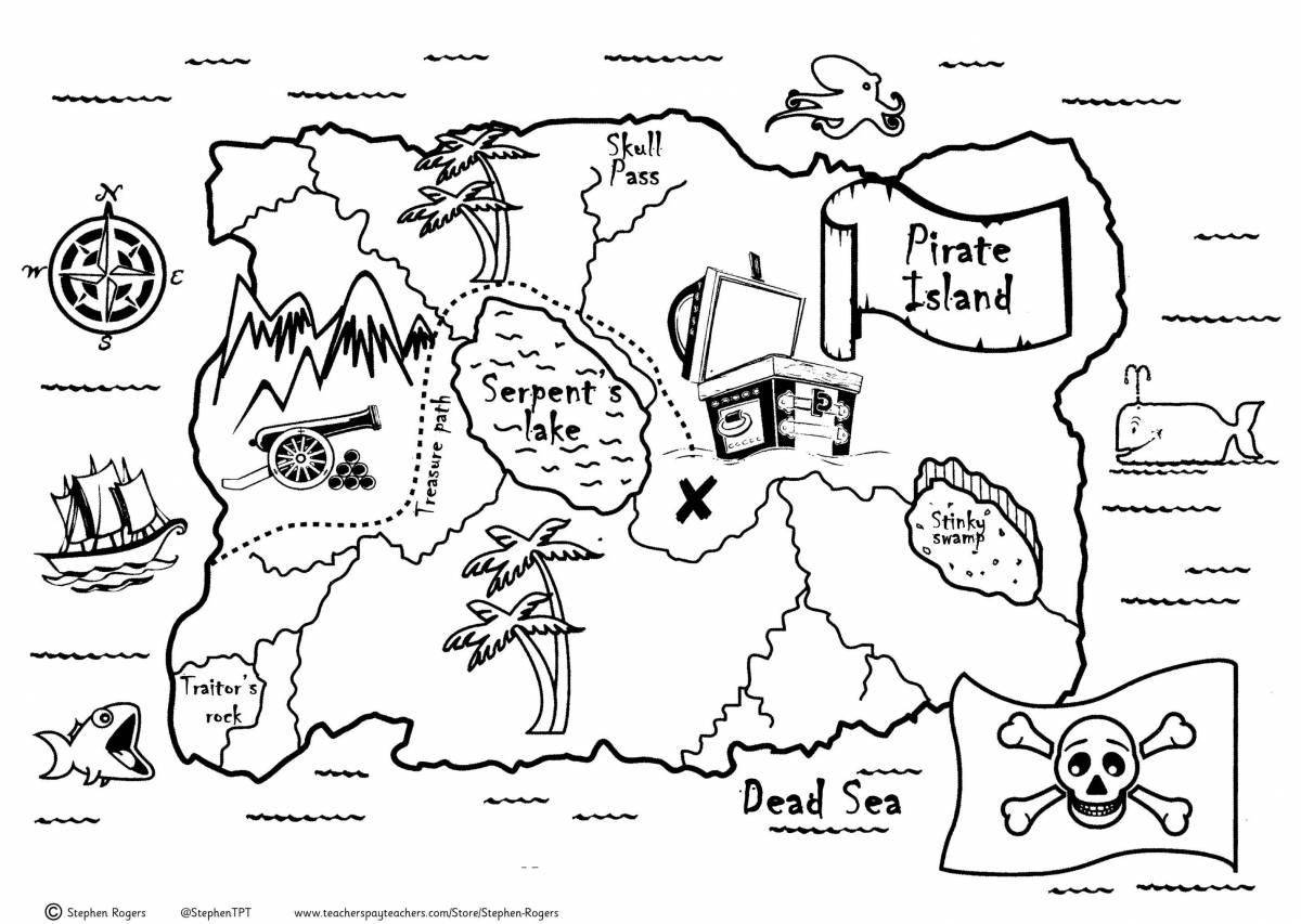 Fun Pirate Treasure Map Coloring Page