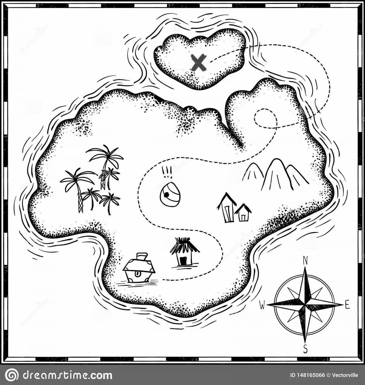 Pirate treasure adventure map coloring book