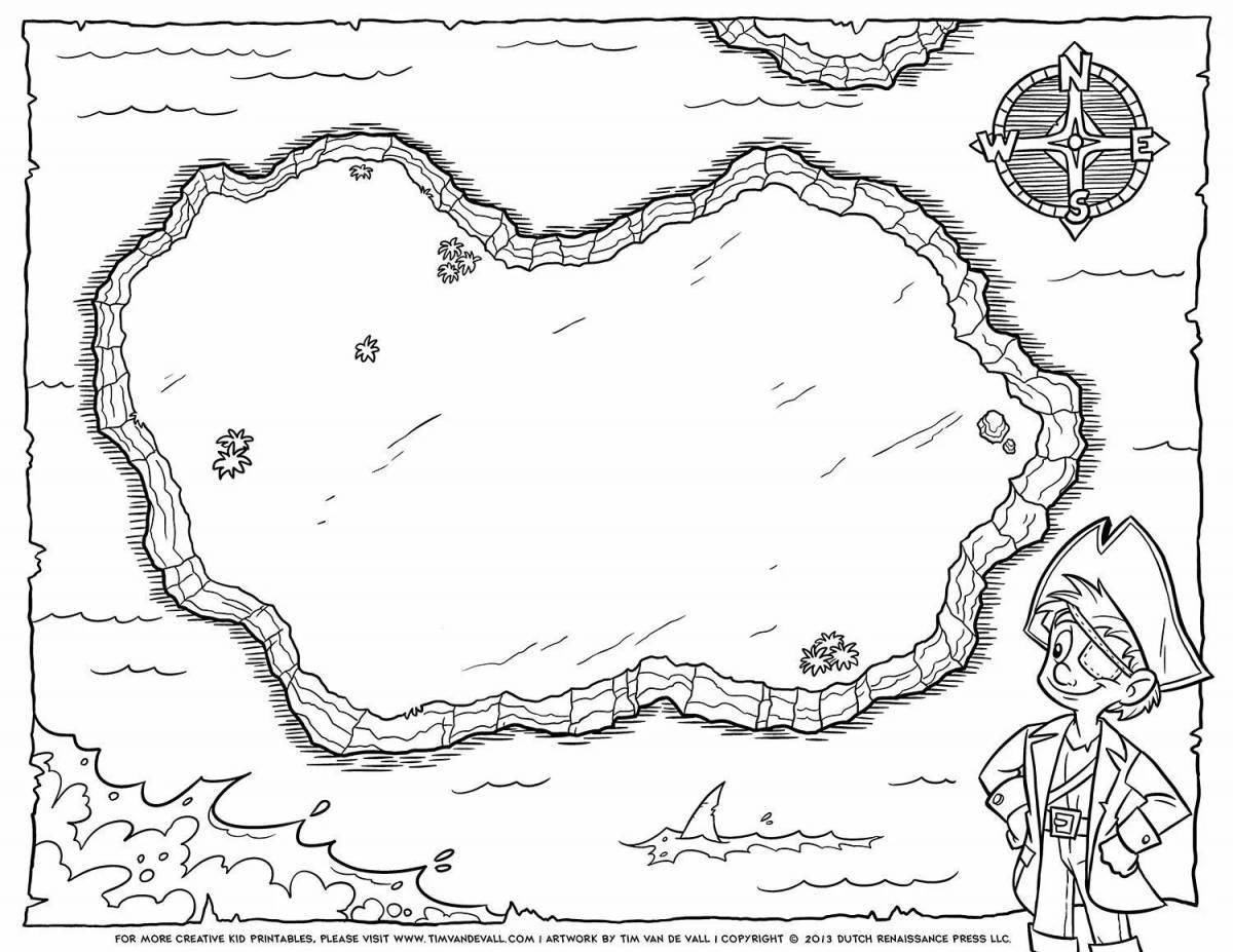 Intriguing pirate treasure coloring page
