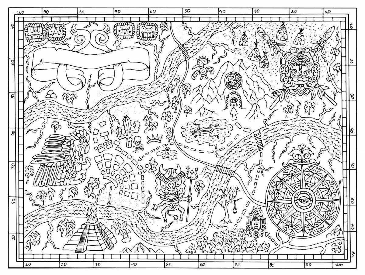 Pirate Treasure Magic Map Coloring Page