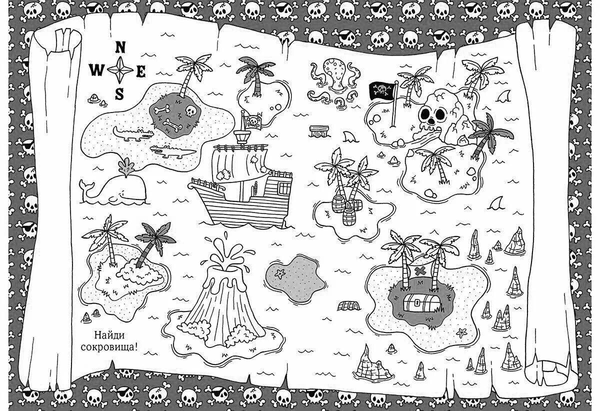 Tempting pirate treasure coloring page