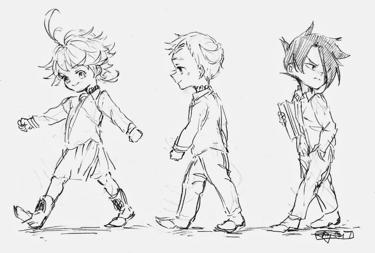 The Promised Neverland Joyful Anime Coloring Page