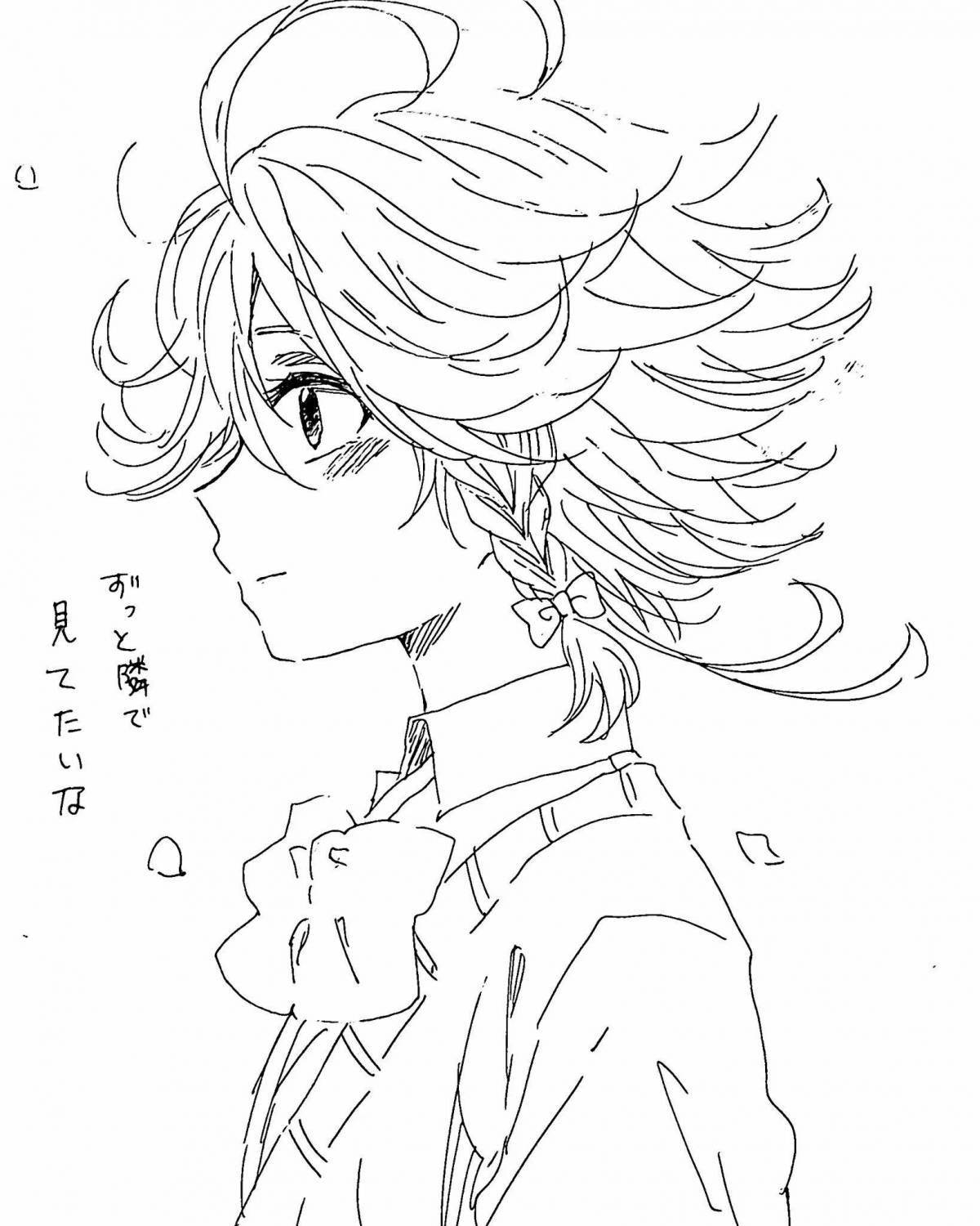 Playful the promised neverland anime coloring page