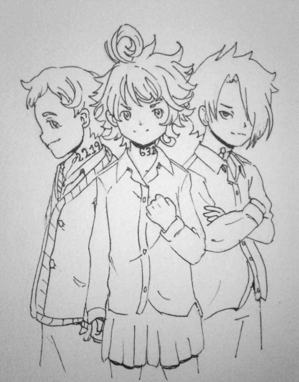 The promised neverland anime coloring book charm