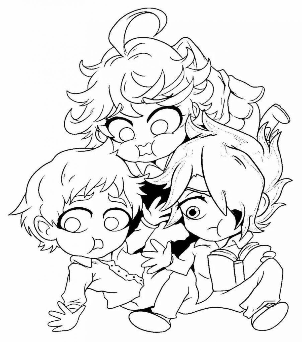 The Promised Neverland funny anime coloring book