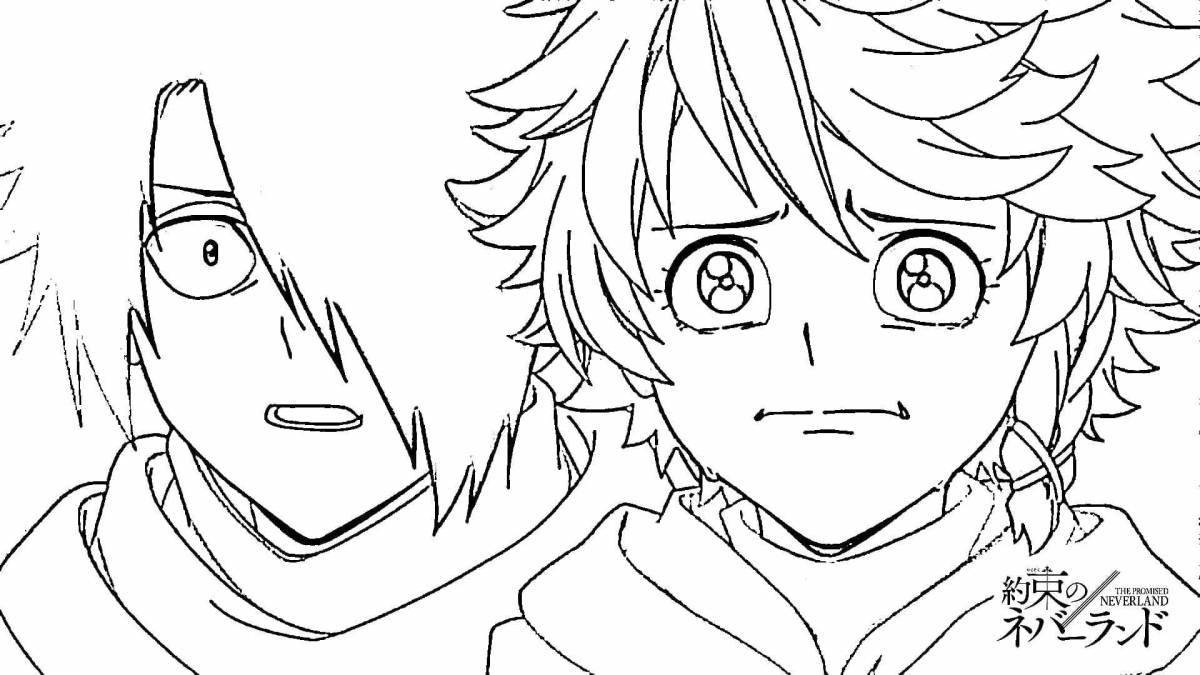 Adorable The Promised Neverland Anime Coloring Page