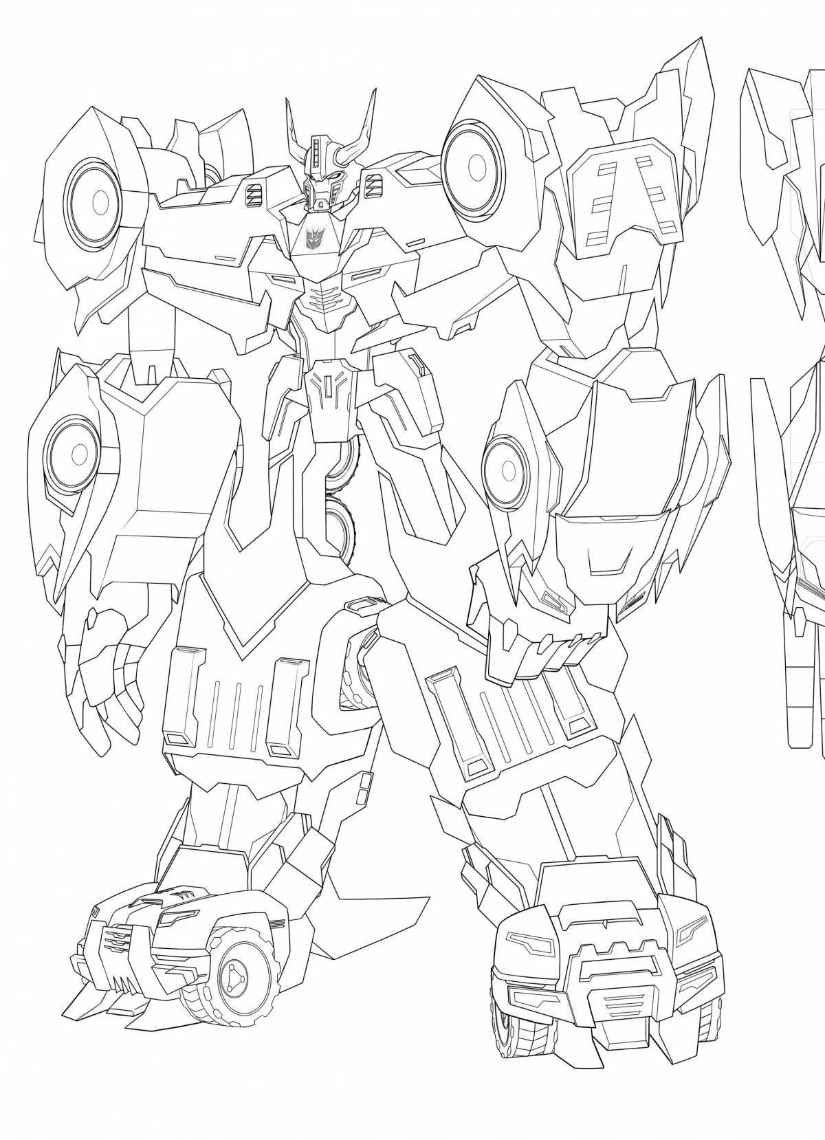 Paper robot coloring book with colorful illustrations