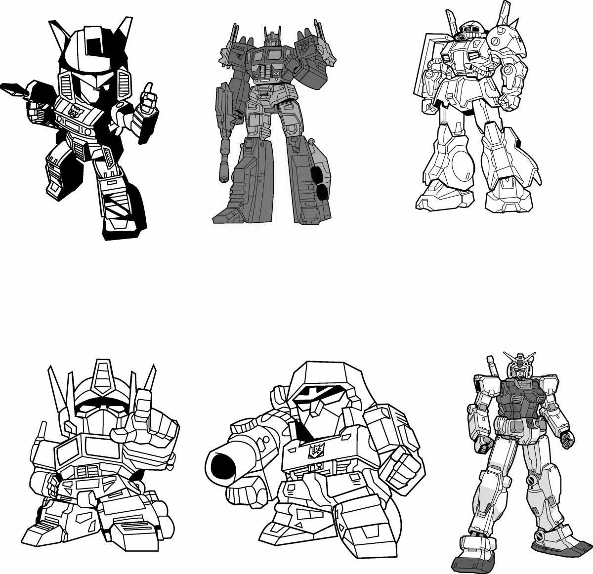 Colorful paper robot coloring book