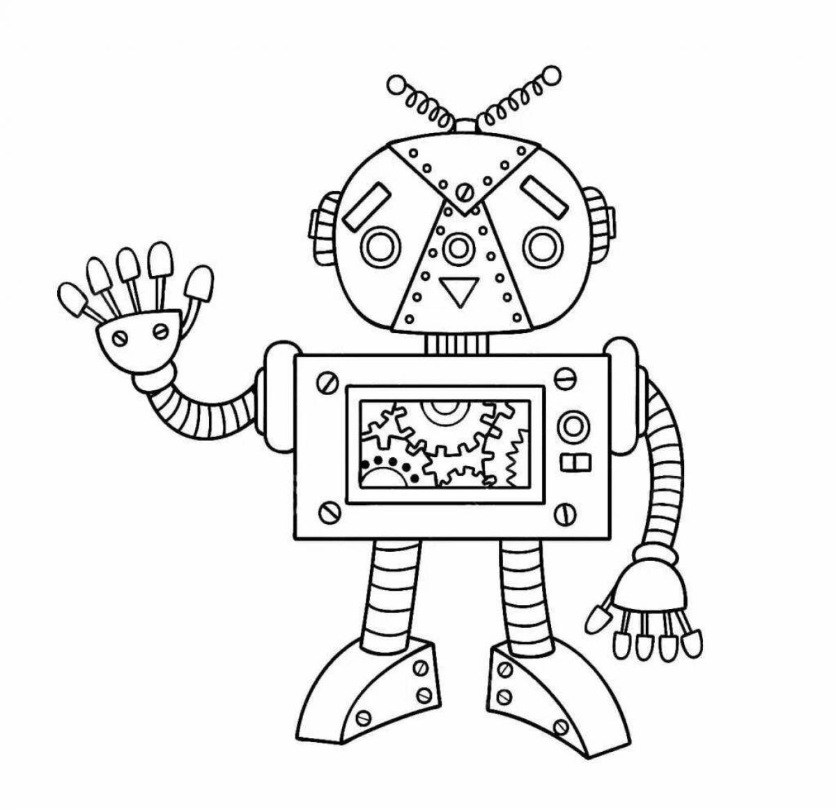 Colorful comic paper robot coloring book