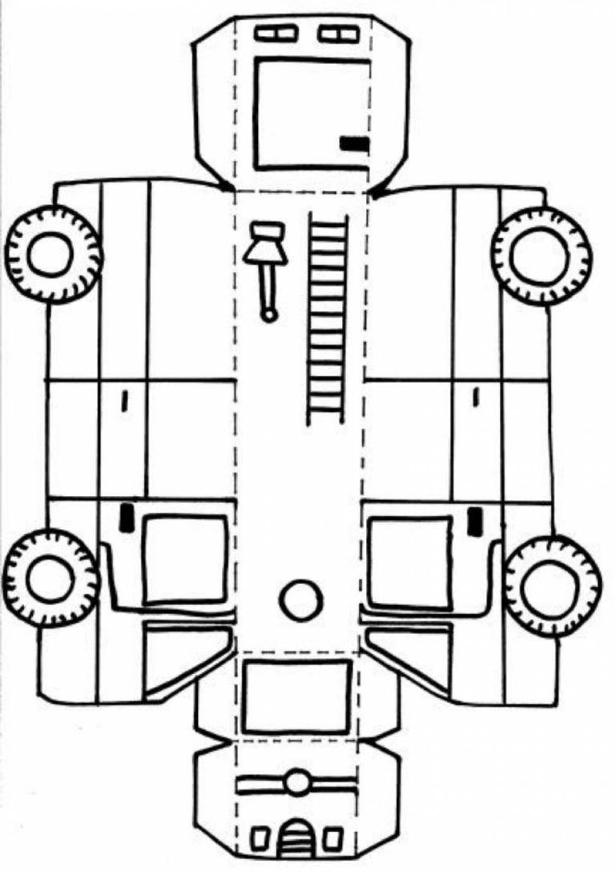 Coloring paper robot with colorful graphics